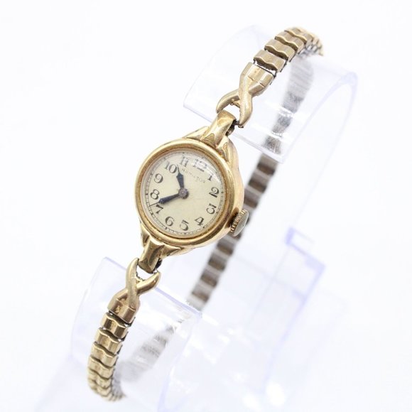 Vintage Hamilton Watch Womens Gold Tone Steel Swiss Made 14K Gold
